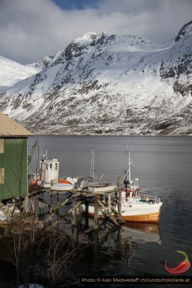 Bateau de pêche accosté à Nebbesteinen