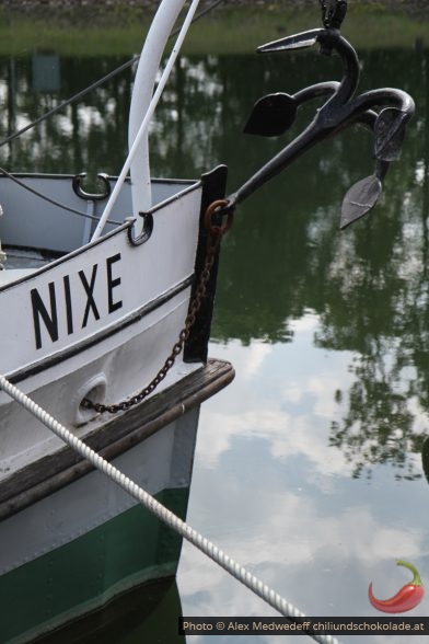 Bug des Dampfschiffs «Nixe» mit Anker